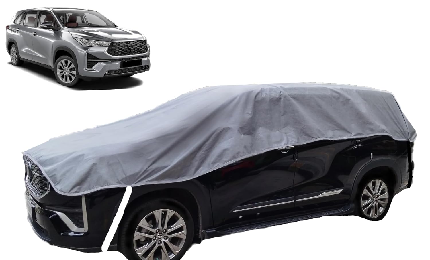 Smart Fabrik || Half Body Cover for Car || UV Protection || Water Proof (SUV Car Grey)