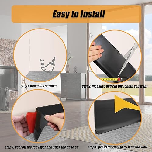 Miniatura 5 de Base de vinilo para pared, moldura de base de pared de goma autoadhesiva, moldura de placa base de zócalo flexible, base de pared para despegar y