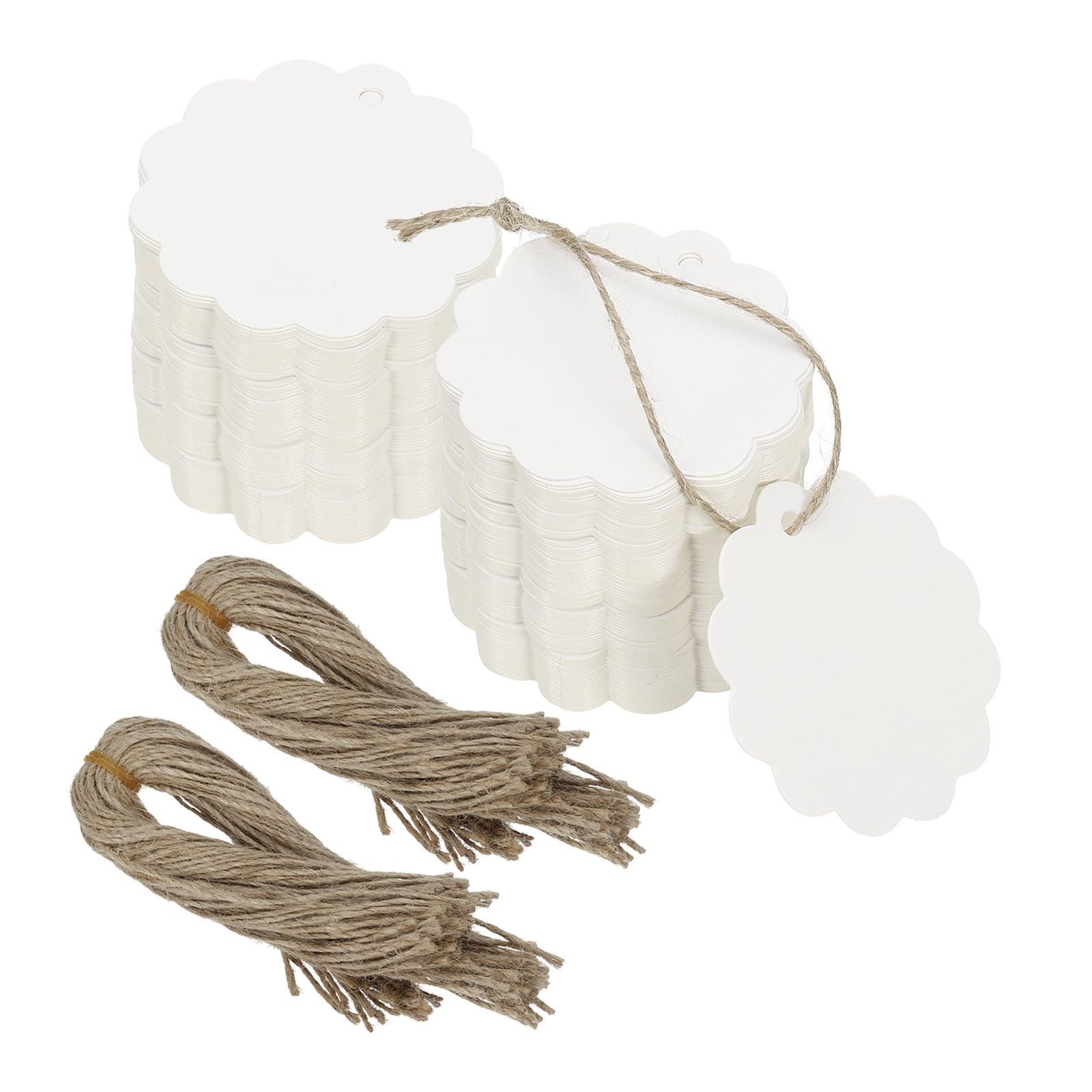 PATIKIL 500Pcs White Price Tags with Twine String Attached
