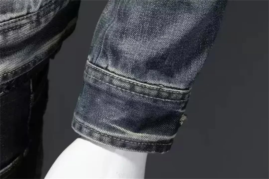 Męskie kurtki dżinsowe płaszcze płaszcz z zamkiem błyskawicznym slim fit solidny wywijany kołnierz pełny rękaw regularna kurtka