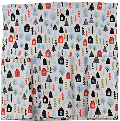 Crabtree Collection Deluxe Holiday Cotton Thanksgiving Christmas Table Linens, Bright Colors for Kitchens and Dining Rooms - (Winter Home Napkin Set) - Thumbnail 7