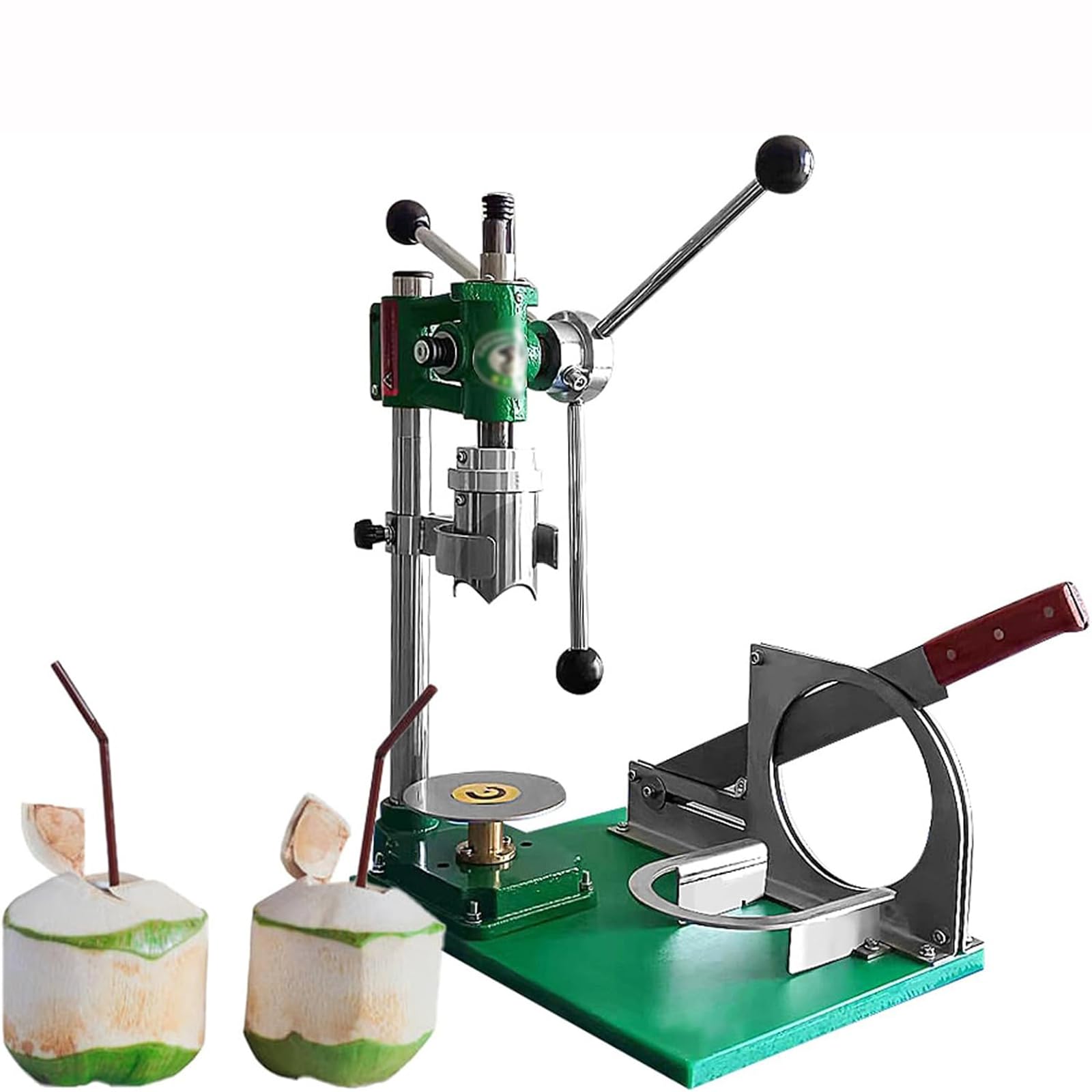 YXZQLOZ Manual coconut shell opener, commercial tool for opening, peeling, and sealing young coconuts, made of stainless steel, portable vertical young coconut shell opener. (Three)