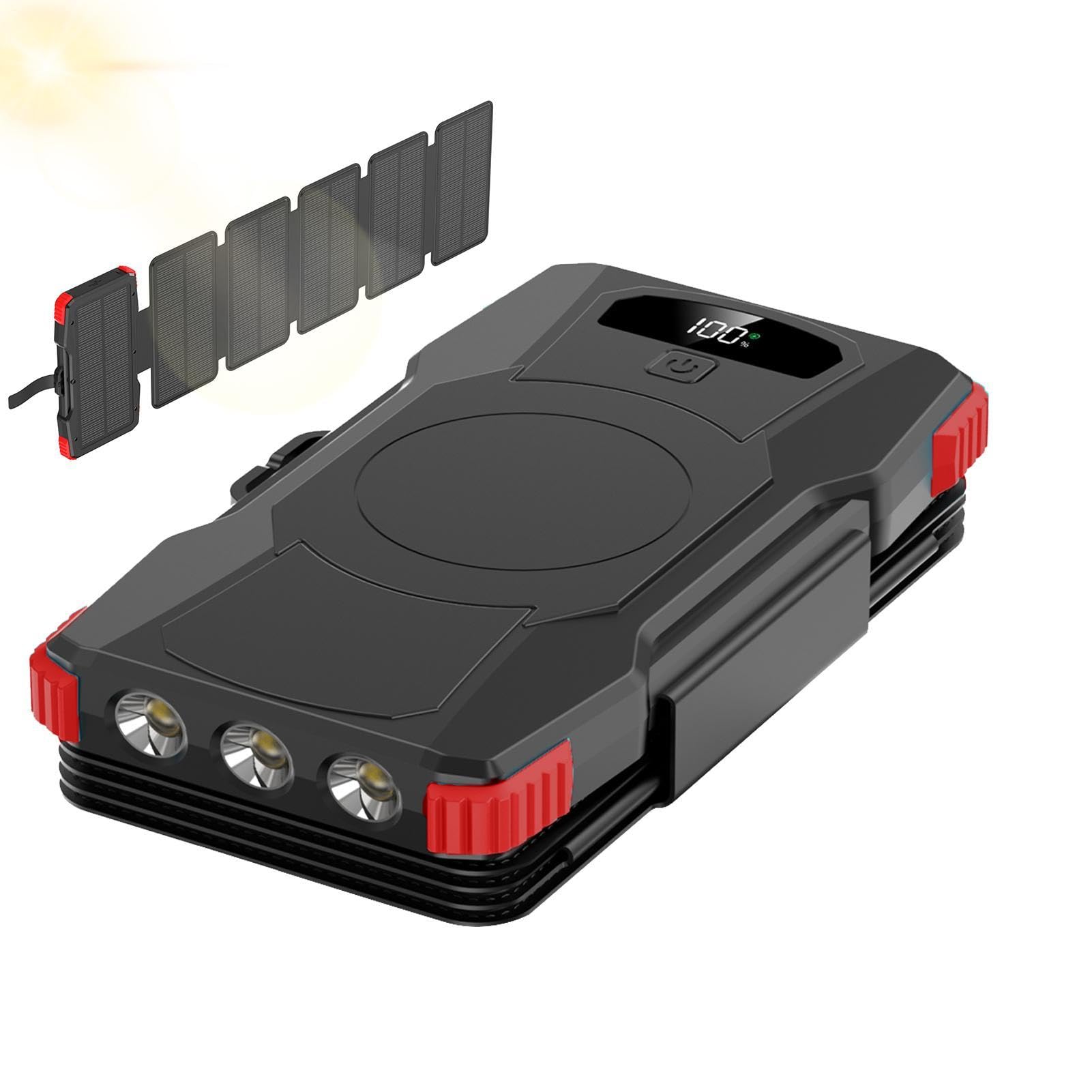 Batteria esterna solare generatore wireless esterno da 20000 mAh con | Caricatore portatile con energia solare per campeggio, esterni, casa, sopravvivenza, viaggi, strada, escursioni