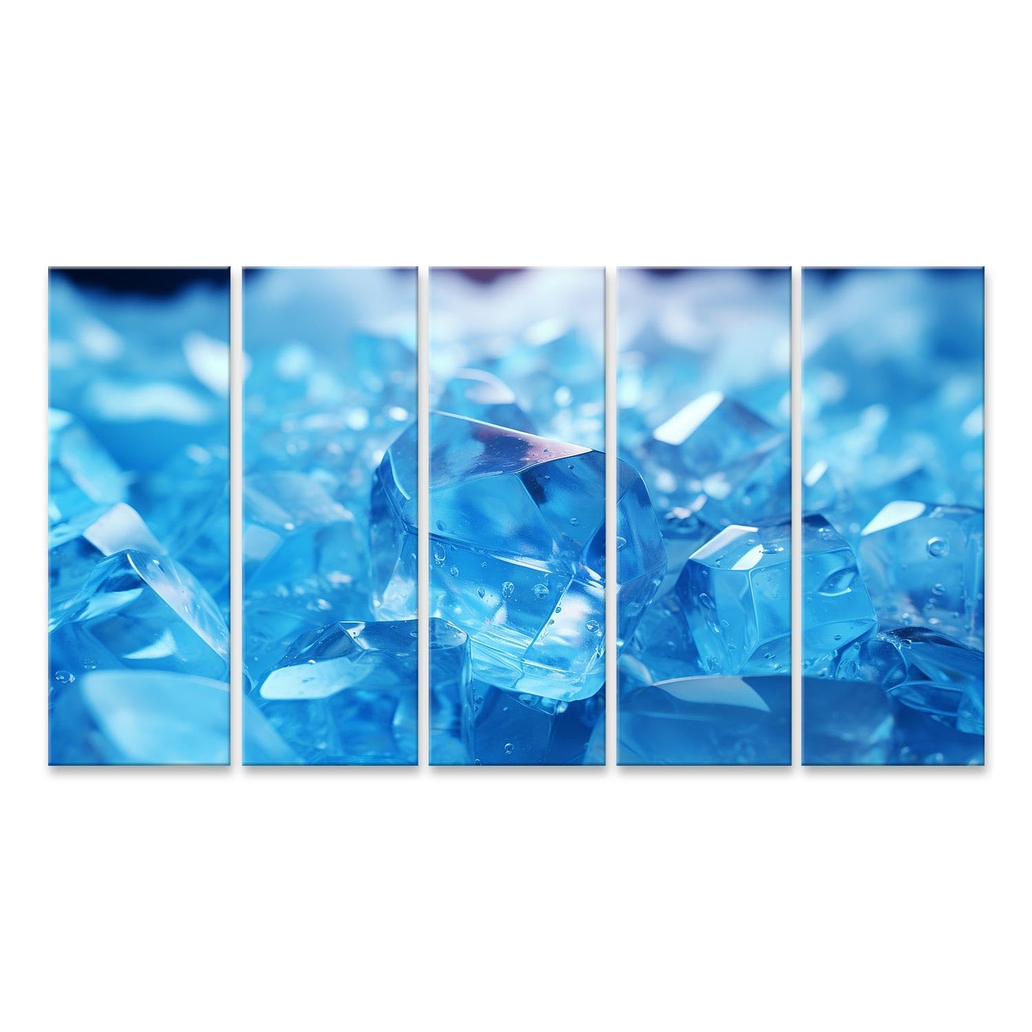 Tableau géométrique bleu pour habiller un mur blanc de salon