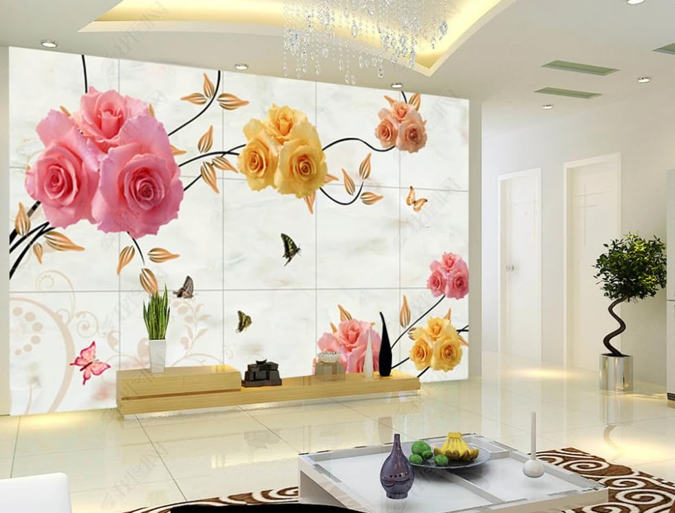 Papier peint intissé vigne rose poster mural géant cache défauts mur - 3