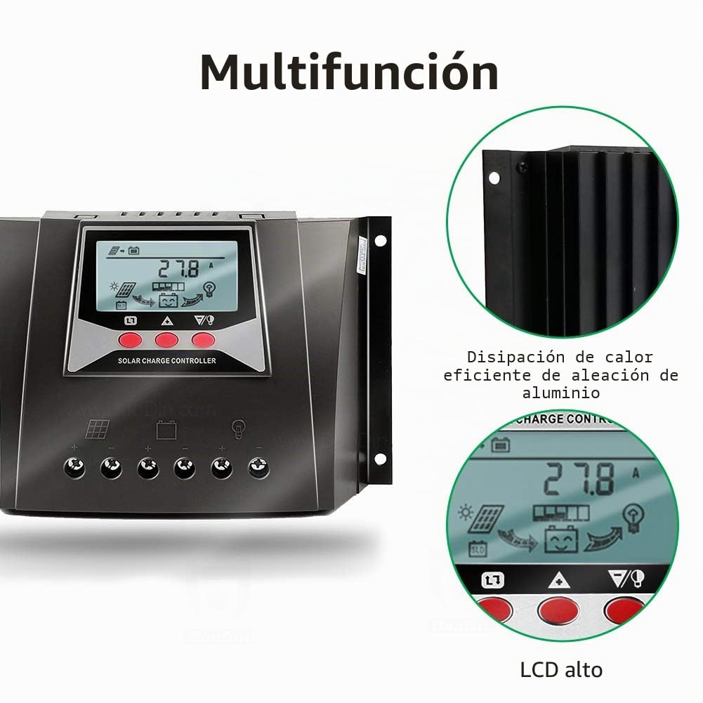 SolaMr 60A Controlador Solar de Carga 12V/24V/36V/48V Voltaje de Identificación Automática Regulador Inteligente con Pantalla LCD para Sistemas Solares Domésticos - WP6048D