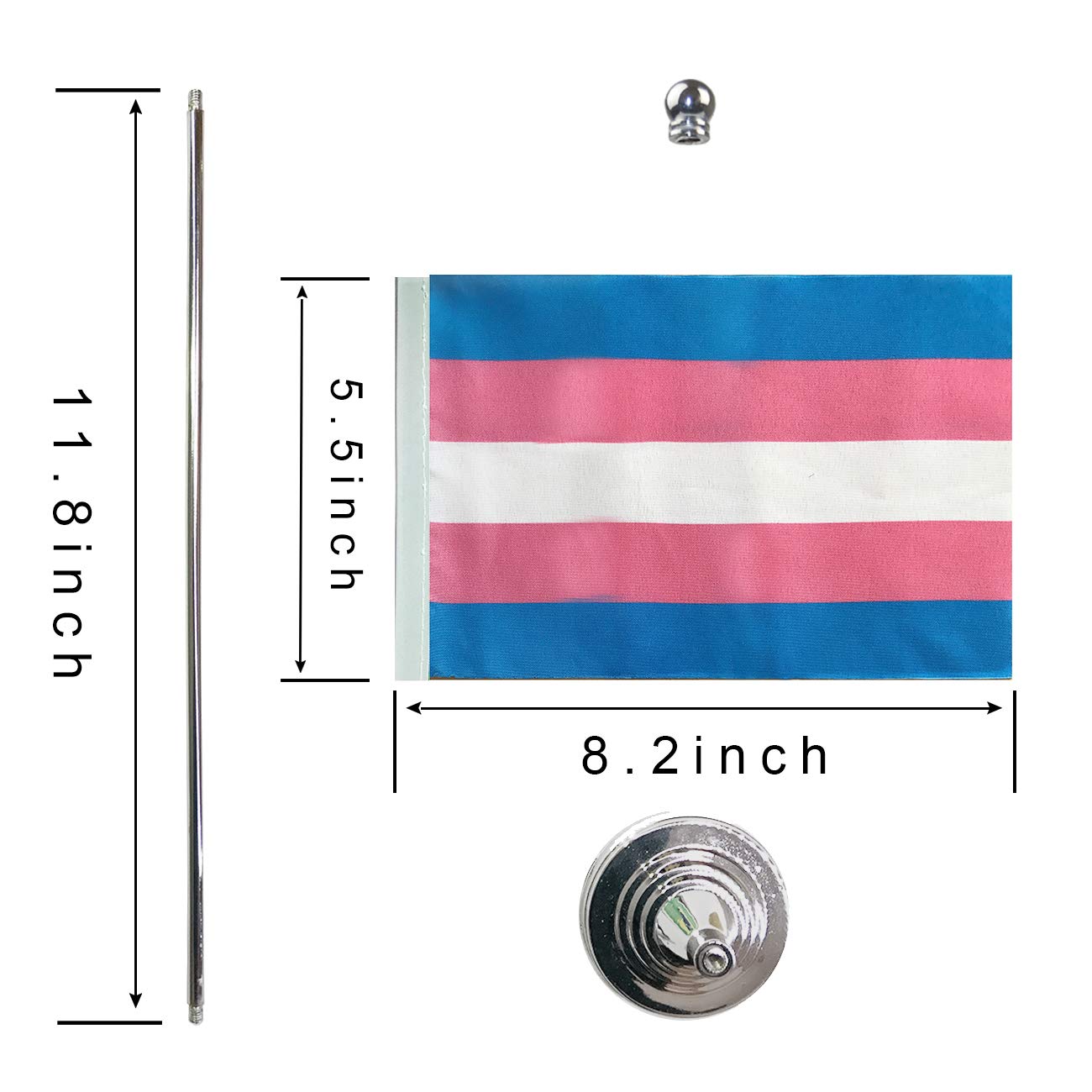2 Pack Transgender Pride Desk Flags - Mini Rainbow LGBT Table Flags With Stand Base - View #5