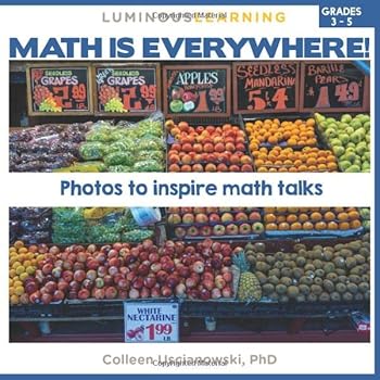 Paperback Math is everywhere: Photos to inspire math talk: Grades 3-5 Book