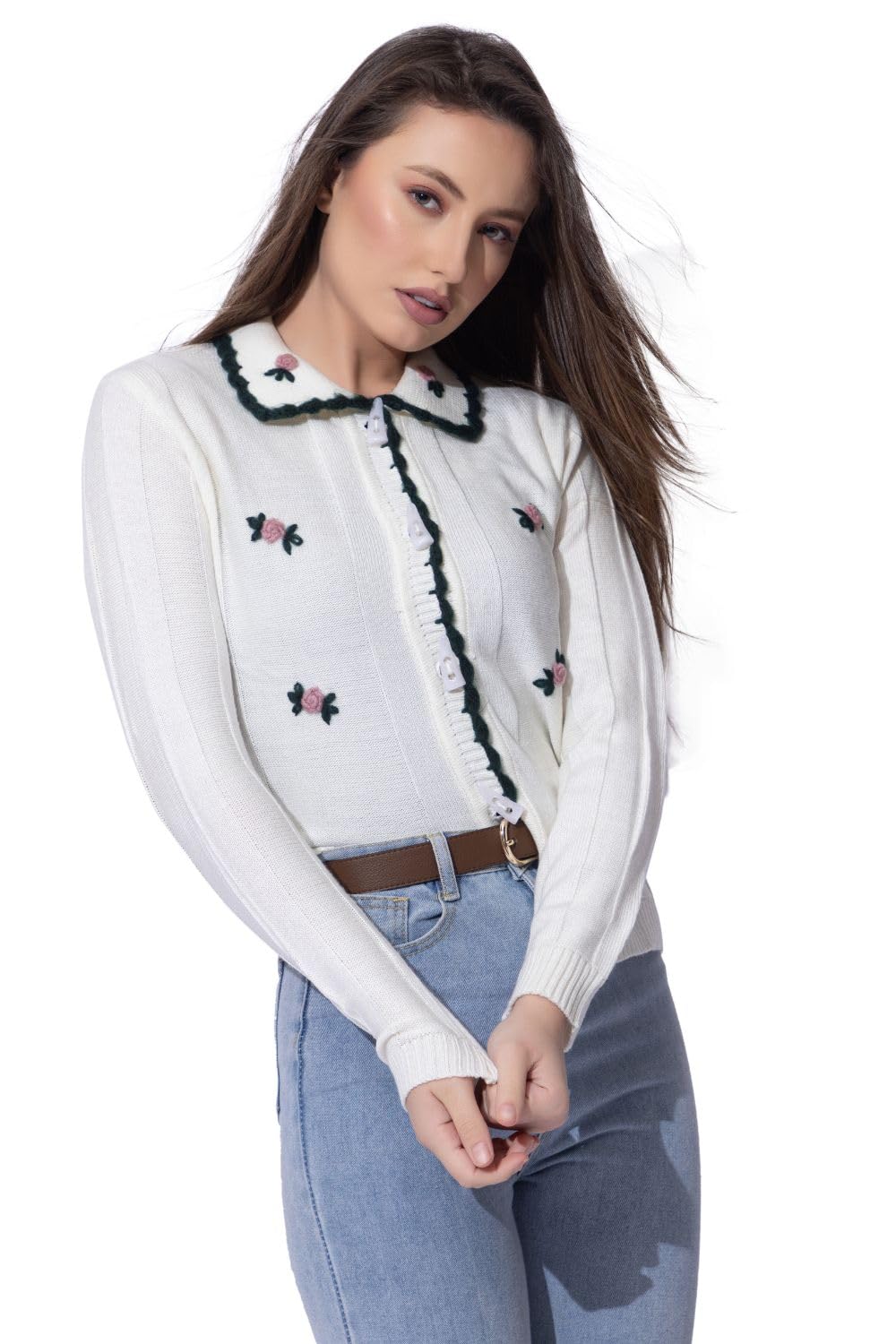 Ladies Crochet Hand Embroidered Cardigan-image-9