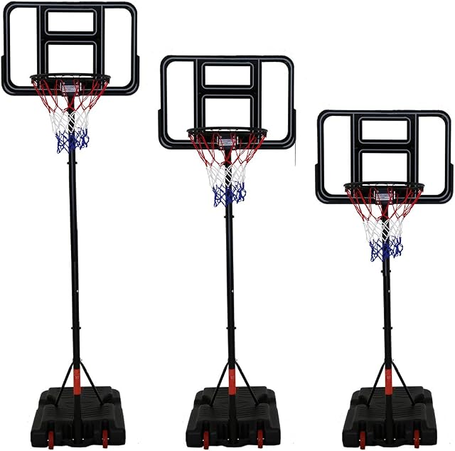 Charles Bentley Freestanding Basketball Net & Hoop with Backboard - Full Sized & Adjustable - Regulation Size 2.05m - 3.05m