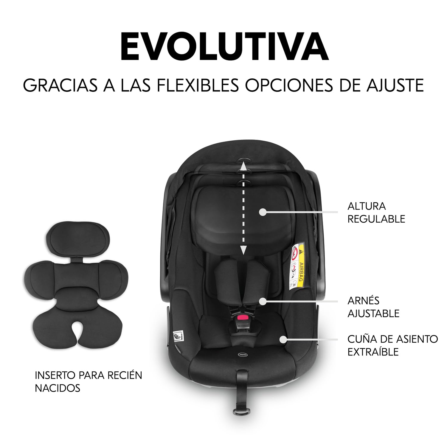 hauck Silla Coche Bebe Grupo 0 Drive N Care - Portabebés i-size con Reductor de Asiento Recien Nacidos - Arnés y Reposacabezas Ajustable - Apto desde el Nacimiento - Negro