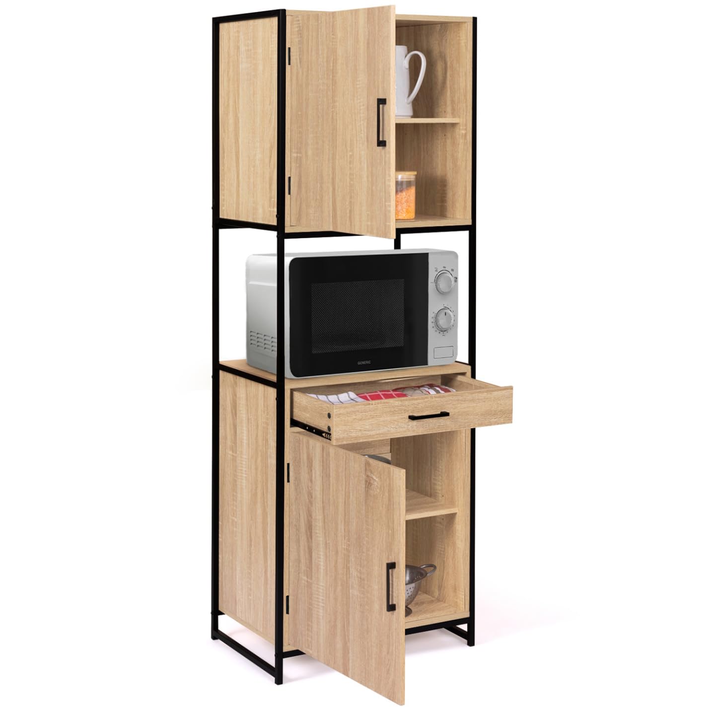 IDMarket - Cocina buffet de 60 cm Detroit Muebles 2 Puertas Diseño Industrial + Cajón
