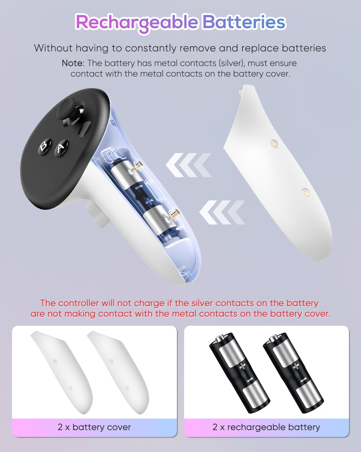 Stazione di ricarica per Meta Quest 3S/3 Kinwin Base di ricarica magnetica per accessori Oculus Quest 3S/3 con luce RGB, supporto di ricarica per auricolare VR e controller con 2 batterie ricaricabili