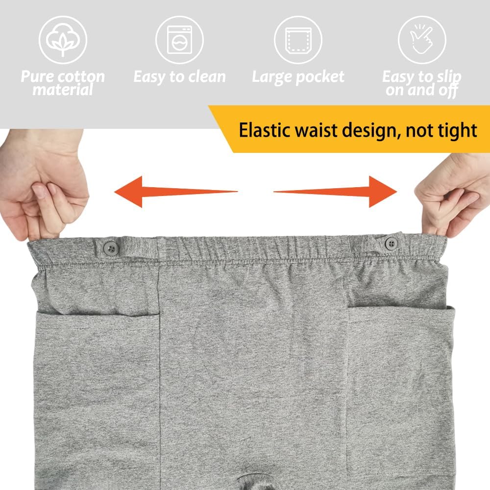 2 PCS Postoperative Care Ostomy Stoma Shorts for Nephrostomy Bag and Catheter Leg Bag, Comfortable, Machine Washable