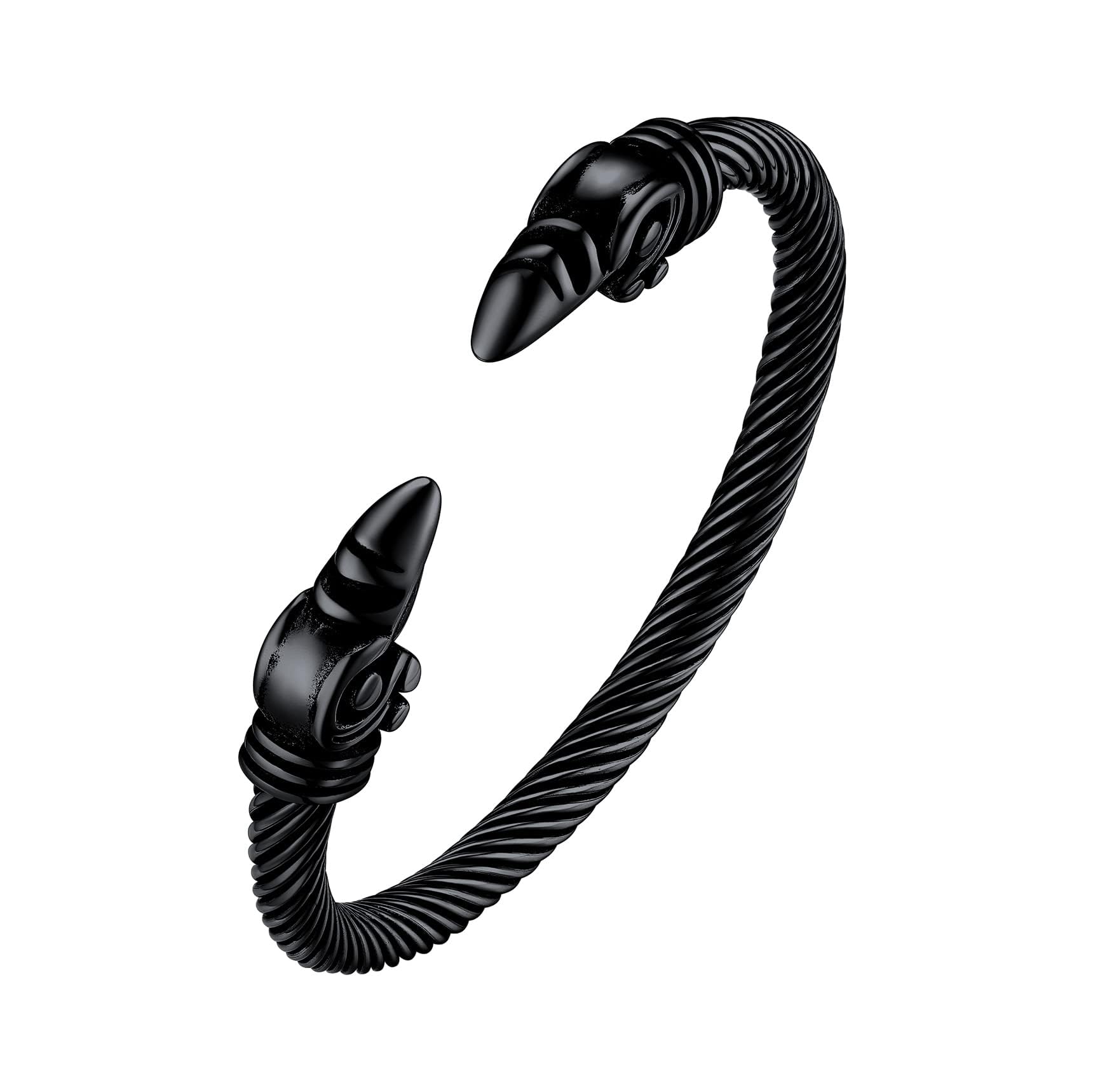 Bestyle Heavy Stainless Steel Viking Cuff Bracelet for Men Boy, Open Adjustable Bangle Raven/Wolf/Rune Bracelet Vintage Retro Cool Viking Jewelry, Gift Package