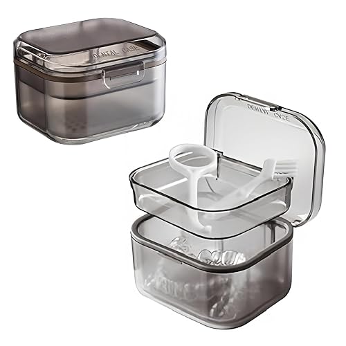 Miniatura 8 de AHYUEE Estuche para dentaduras postizas completas, estuche de soporte para remojar dentaduras, estuche de baño portátil y a prueba de fugas, taza de