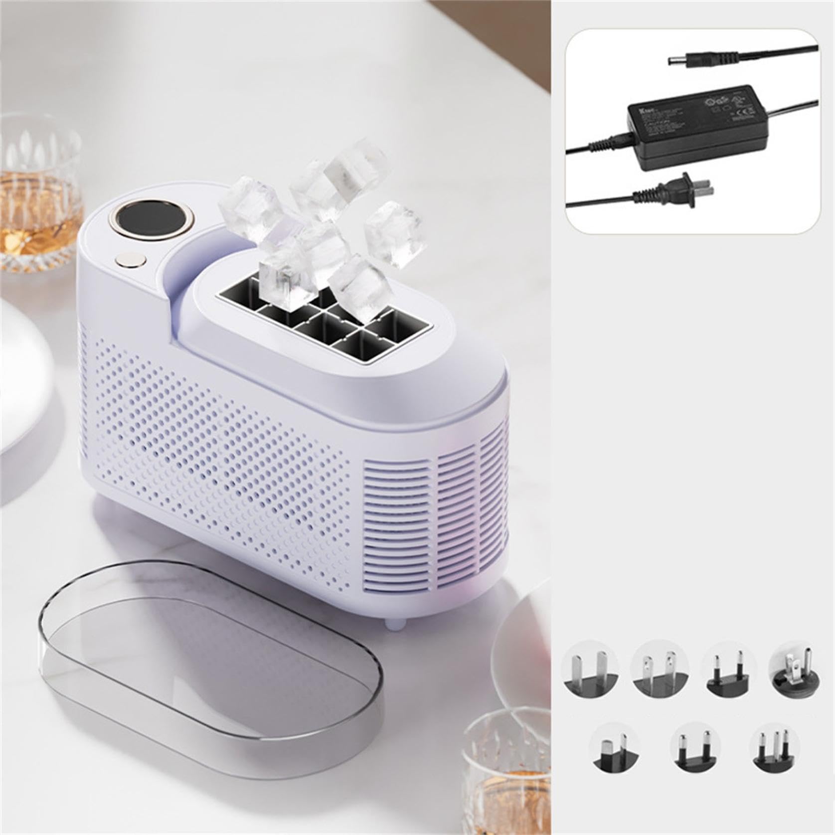 Portable Countertop Ice Maker Machine,Convenient Automatic Table Top Ice Makers,Compact Mini Ice Maker for Home/Camping/Car with Power Cord, Easy to Use and Clean (P Without Car Power Cord)
