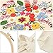 Stamped Embroidery Tote Bag Kits with Colorful Flowers Pattern Hoops Threads Needlework Art Reusable Shopping Storage Canvas Handbag Cross Stitch Kits for Woman Home Organizer(32)
