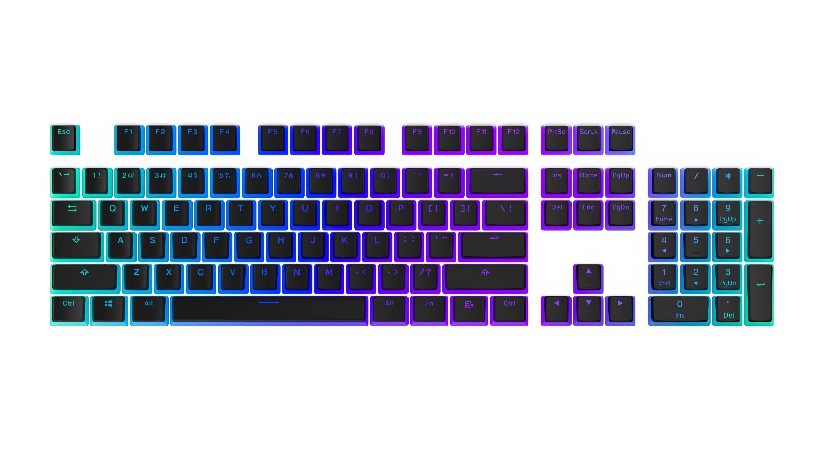 ENDORFY PBT Pudding Keycaps, zestaw 104 klawiszy, wyraźna czcionka, trwały i nieścieralny materiał PBT, układ US ANSI | EY0E002