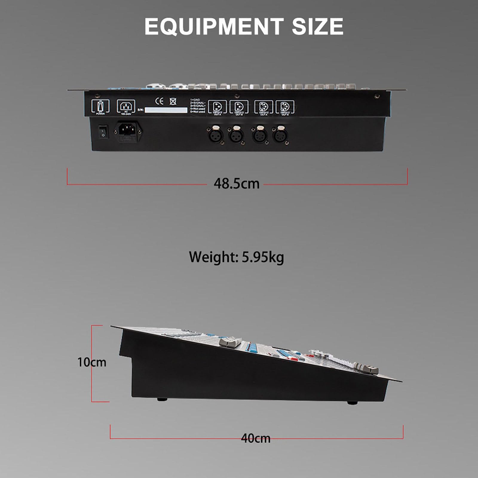 DMX-Controller, 1024-Kanal-Bühnenlichtkonsole, DMX 512 DJ-Equipment, englischer Dimmer für RGB-, CMYK-, Farb- und GOBO-Grafiken