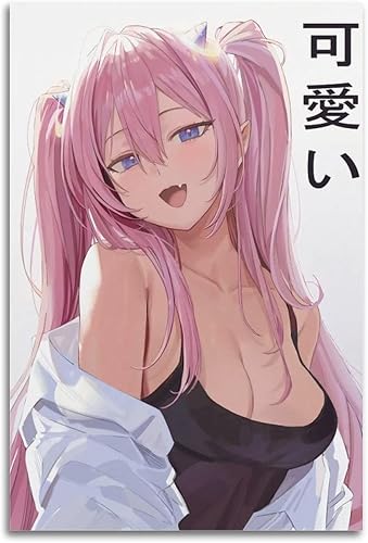 Póster de anime Girl Waifu - Lienzo decorativo para pared, para sala de estar, regalos para dormitorio, pintura de 12 x 18 pulgadas