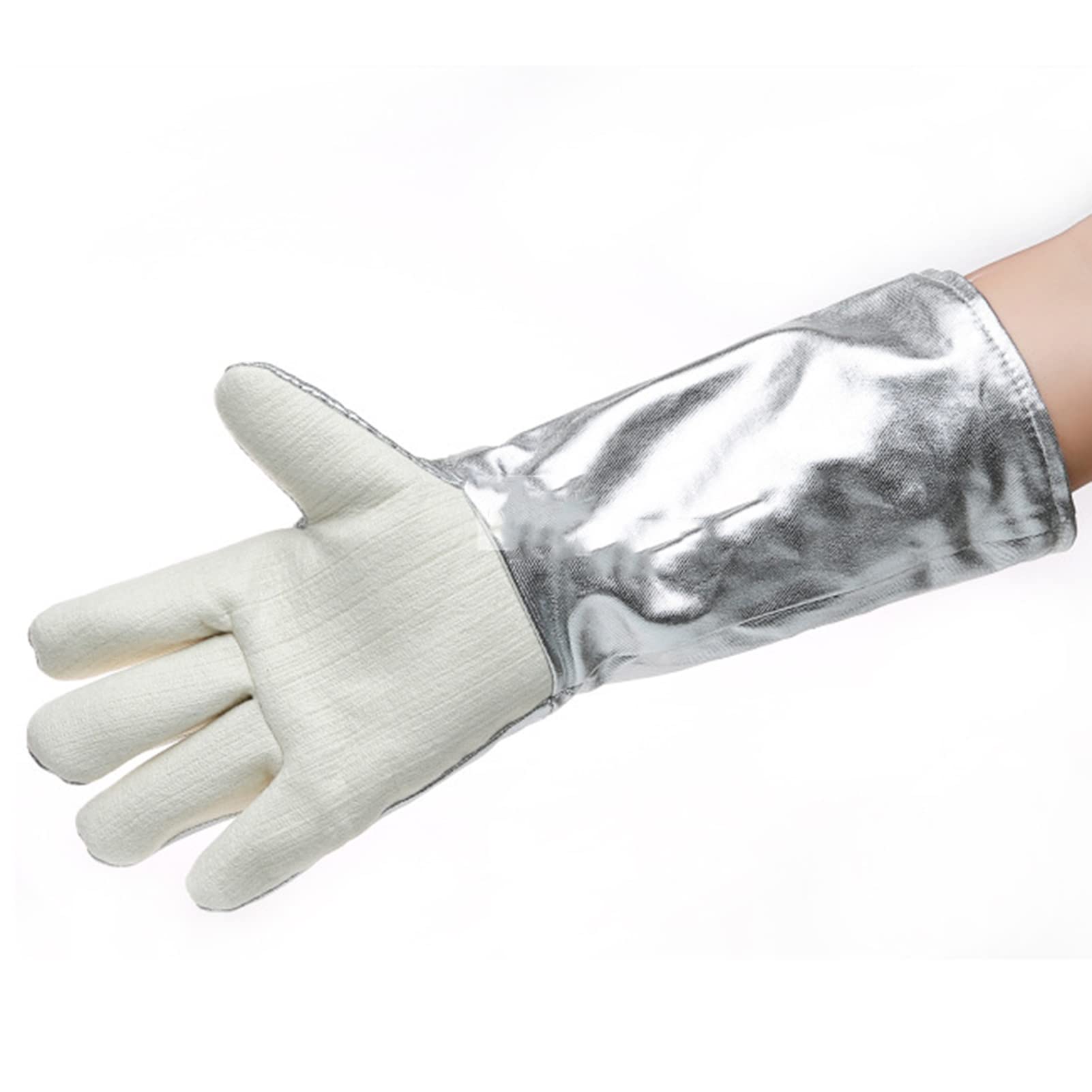 PIWINE Gartenhandschuhe, schnittfeste Handschuhe, feuerfeste Handschuhe, 45 cm, aluminisierte Schweißhandschuhe, Grill- und Kaminhandschuhe, hochtemperaturbeständige Handschuhe