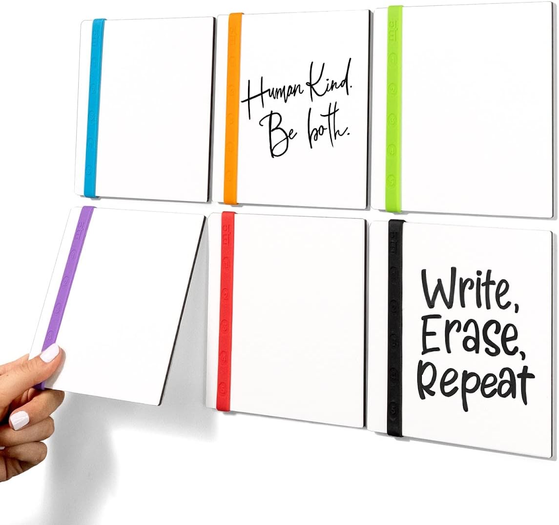 mcSquares Mini DryErase Tiles 6 Pack, Stackable, Rigid