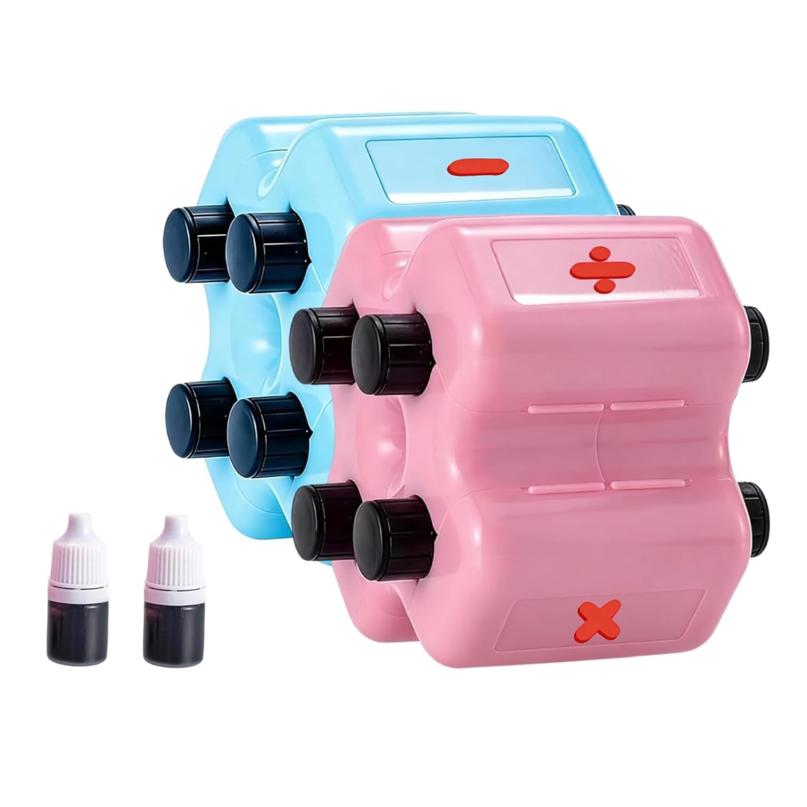 Multifunctional Math Operations Stamper Tool with Refill Inks Rotating Mathematics Stamper for Classroom Worksheets Portable Math Teaching Aid