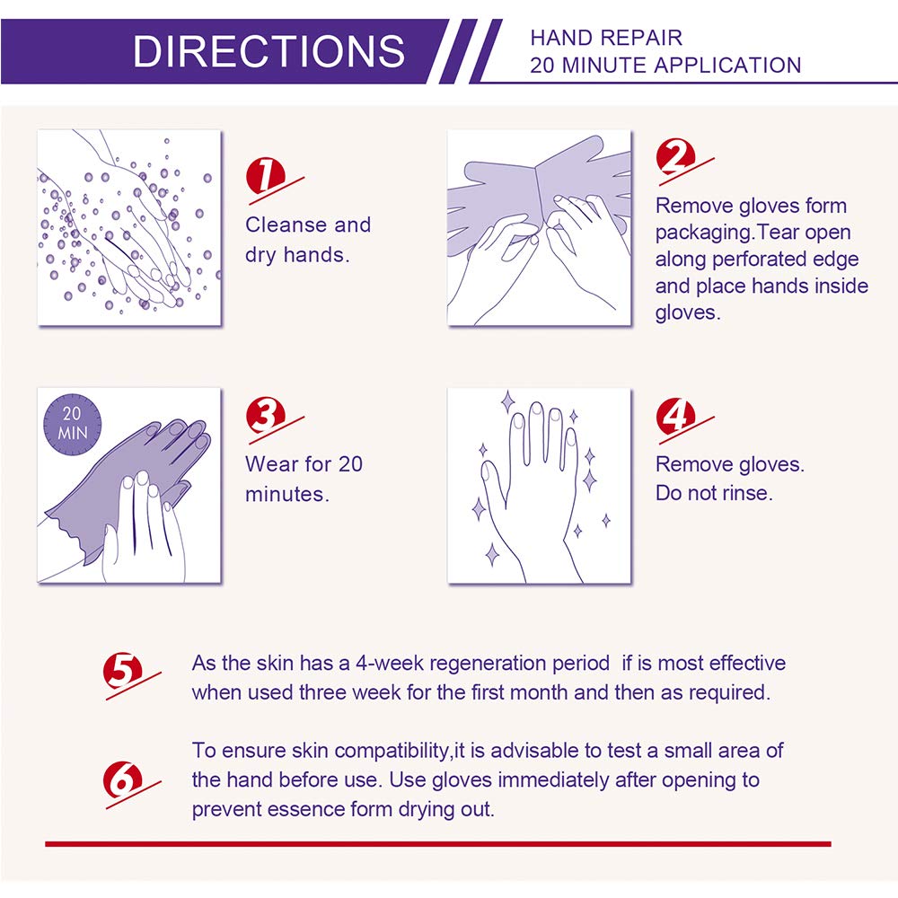 Maschera Mani 5 Paia, Guanti Idratanti Lavanda Con Collagene, Siero e Vitamine, per Mani Secche e Screpolate, Sbiancanti e Antietà, Riparazione Della Pelle Ruvida
