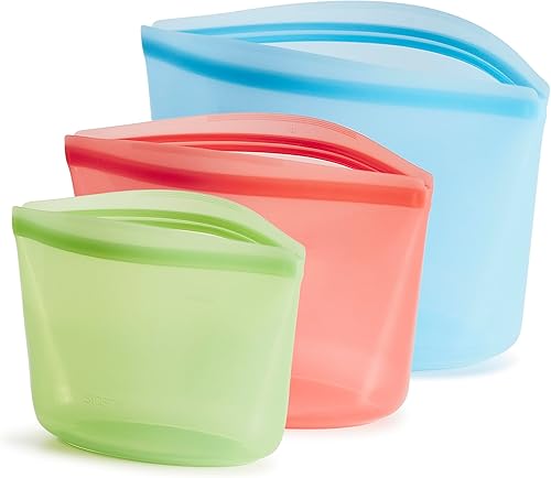 Stasher Bolsa de almacenamiento de silicona reutilizable, contenedor de almacenamiento de alimentos, apto para microondas y lavavajillas, sin fugas,
