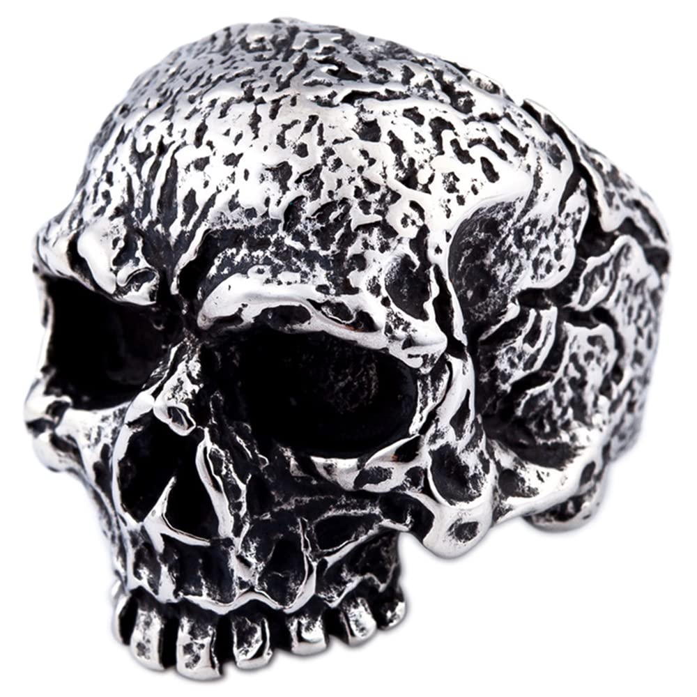 ZMY HomeBiker Jewellery Rings for Men Gothic Rock Punk Cracked Skull Ring Stainless Steel for Gift