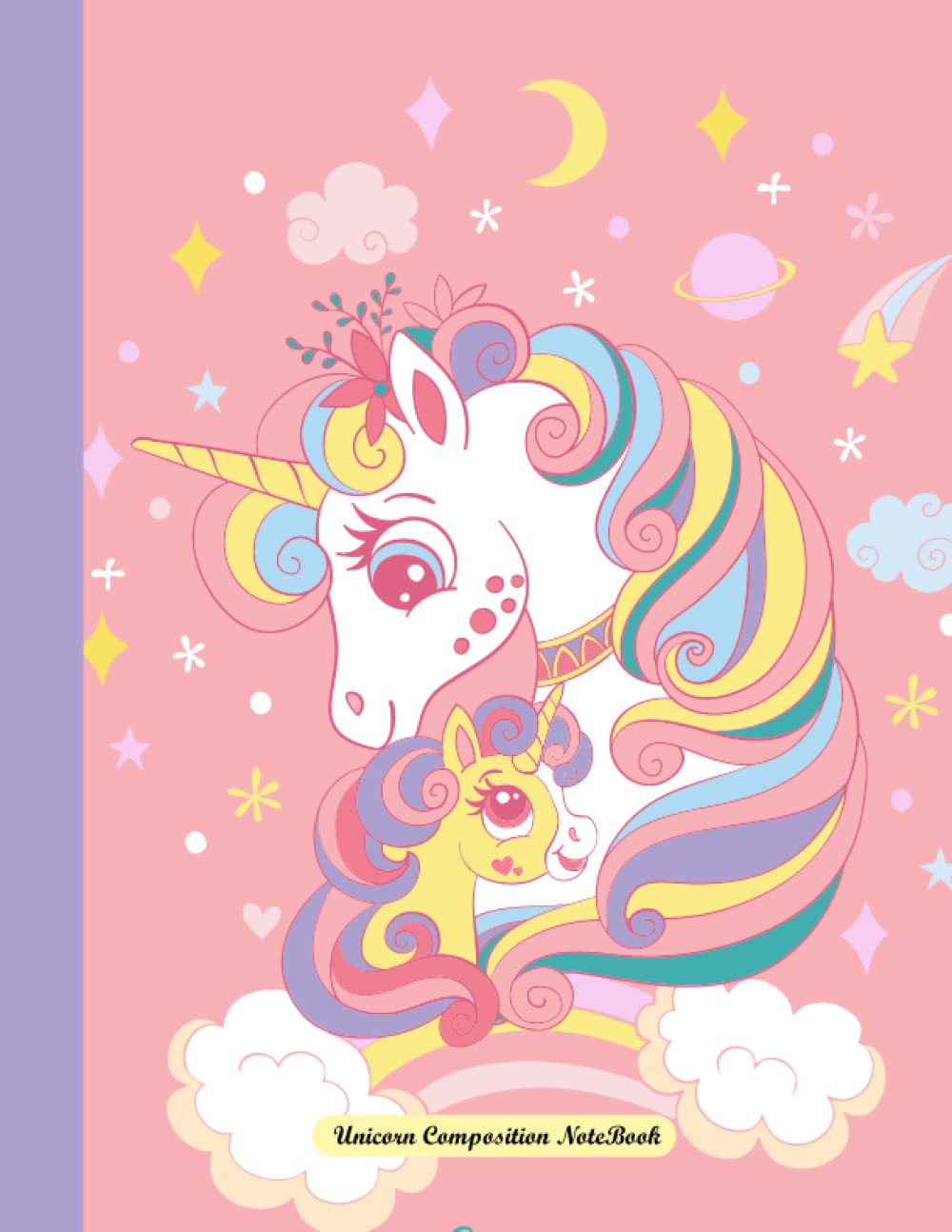 Cahier licorne magique avec fleurs roses idée cadeau anniversaire enfant