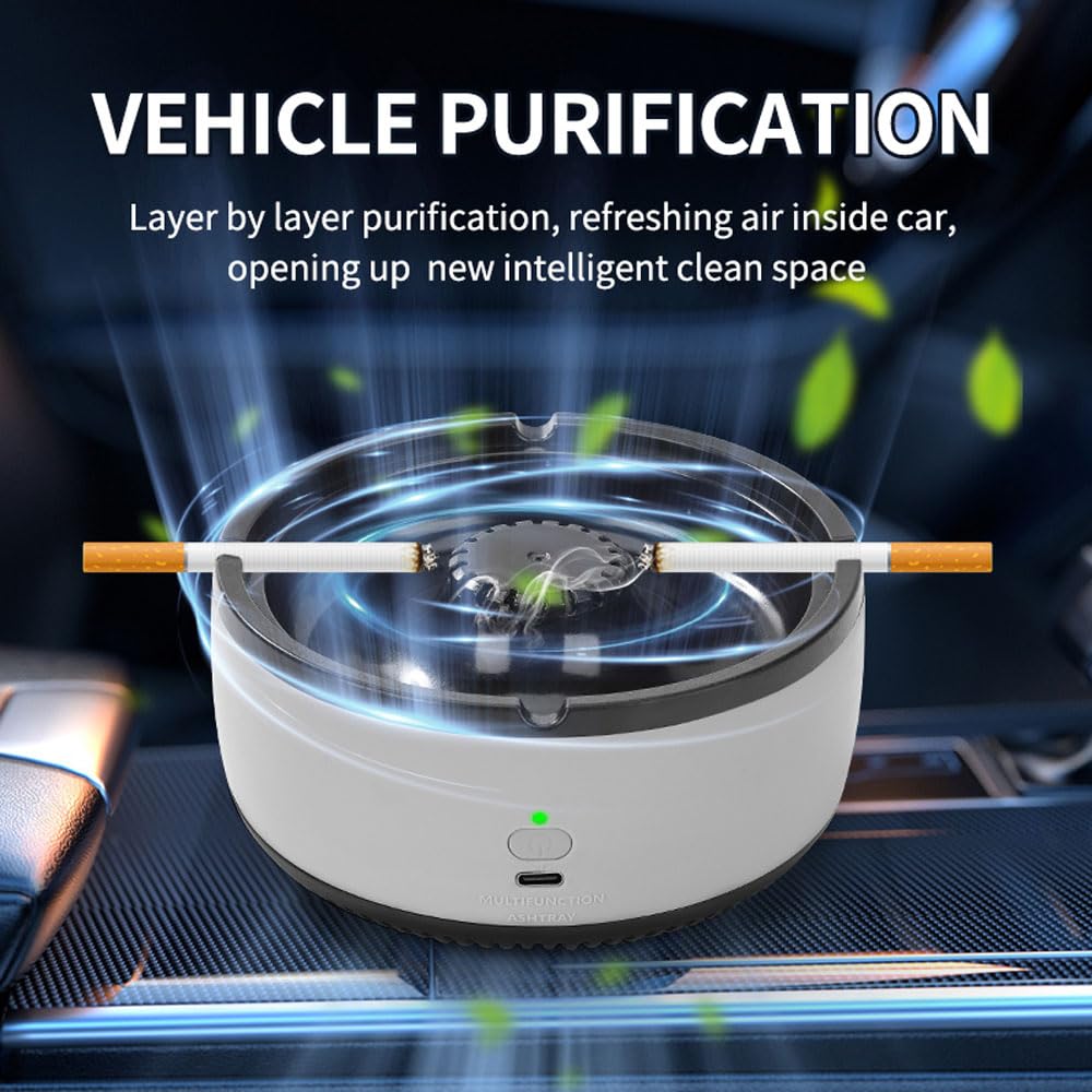 2 in 1 Multifunctional Smokeless Ashtray Best for Home Car or Office (Grey) 2