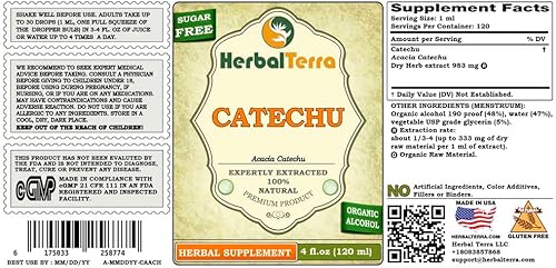 Miniatura 7 de Catechu (Acacia Catechu) Glicerita, extracto líquido sin alcohol de hierbas secas 2 oz
