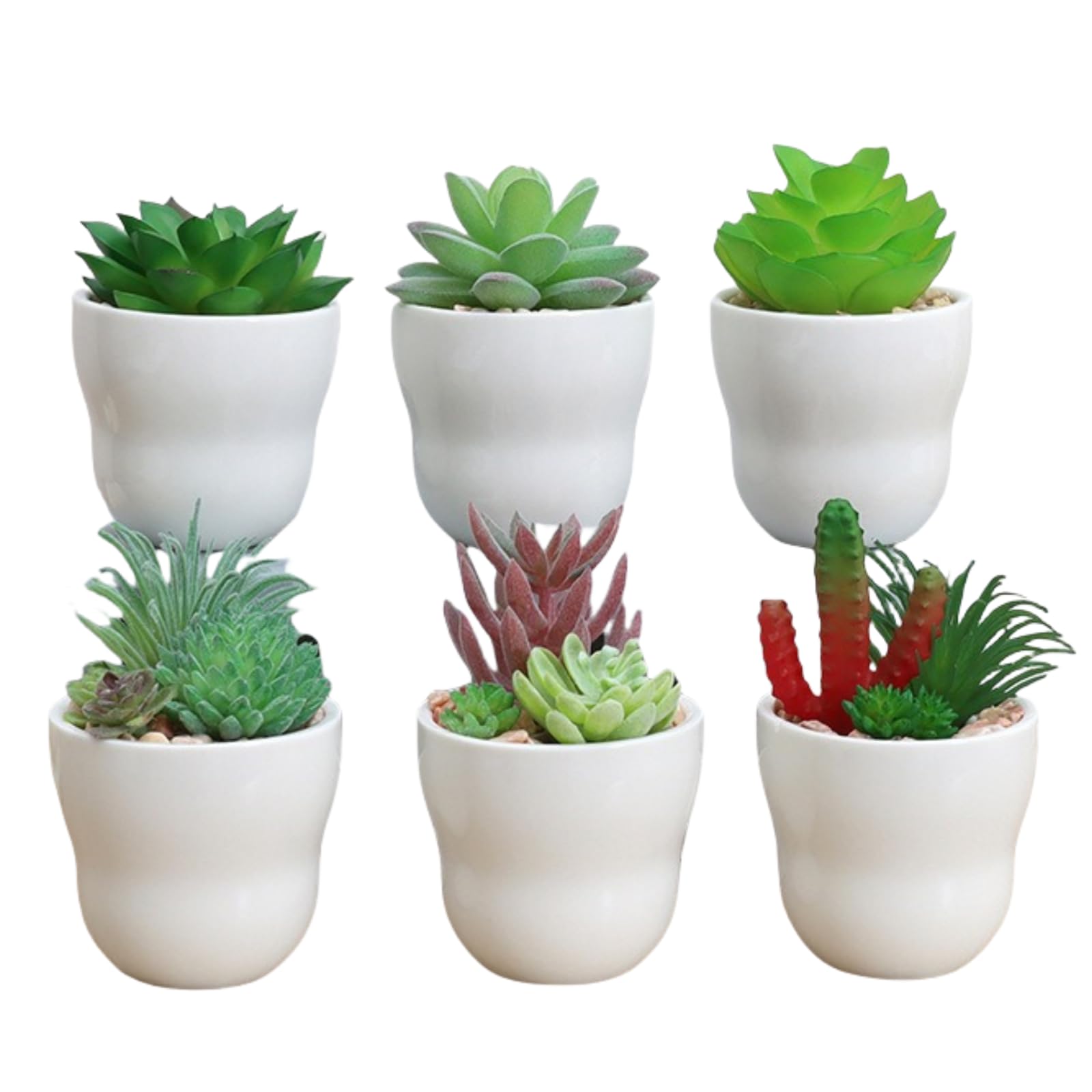 Plantes artificielles d'intérieur : lot de 6 succulentes en pot pour salon
