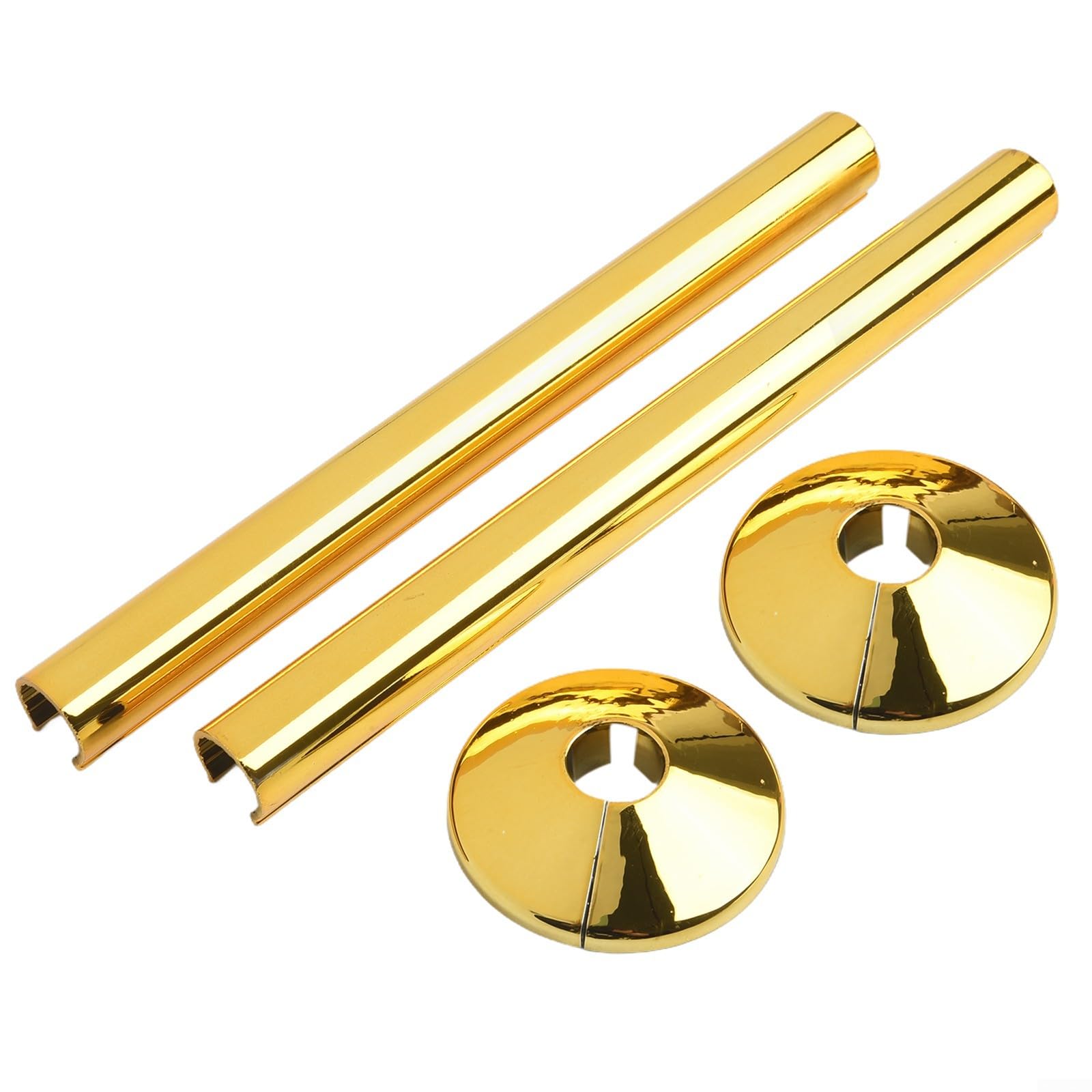 2pcs Radiator Pipe Covers & Pipe Collars, Plastic Pipe Cover Tubes With Pipe Collar for 15mm Pipe, 200mm Length(Gold)