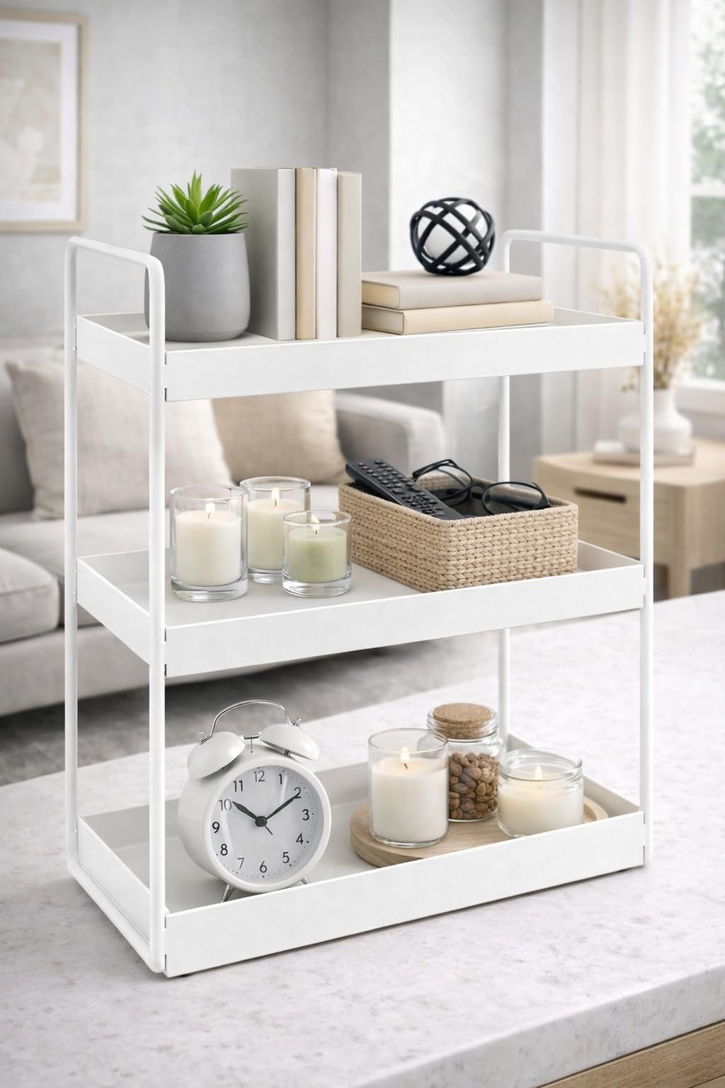 appeasy Multi-Purpose Storage Shelf Rack Modern Design, Premium Iron Build, 3-Layer Freestanding Organizer for Kitchen, Bathroom, Office - Durable, Rust-Proof(Size:- 17x31x43 Cm) 2