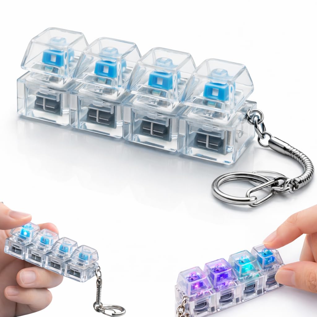 CPD Empire Transparent Mechanical Switch Fidget Keychain for Stress Relief | Clicky Desk Toy for Adults | Portable EDC Keyring Gadget for Office, Travel & Daily Use with Tactile Feedback-image-15