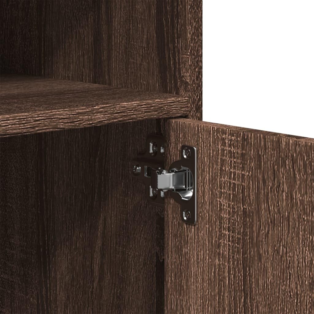 Brokky Armadietto con Ruote Rovere Marrone 60x48x81 cm in Truciolato-Carrello Porta Stampante,Mobiletto con Ruote,Supporto per Stampante in Legno,Classificatore per Documenti per Studio,Ufficio