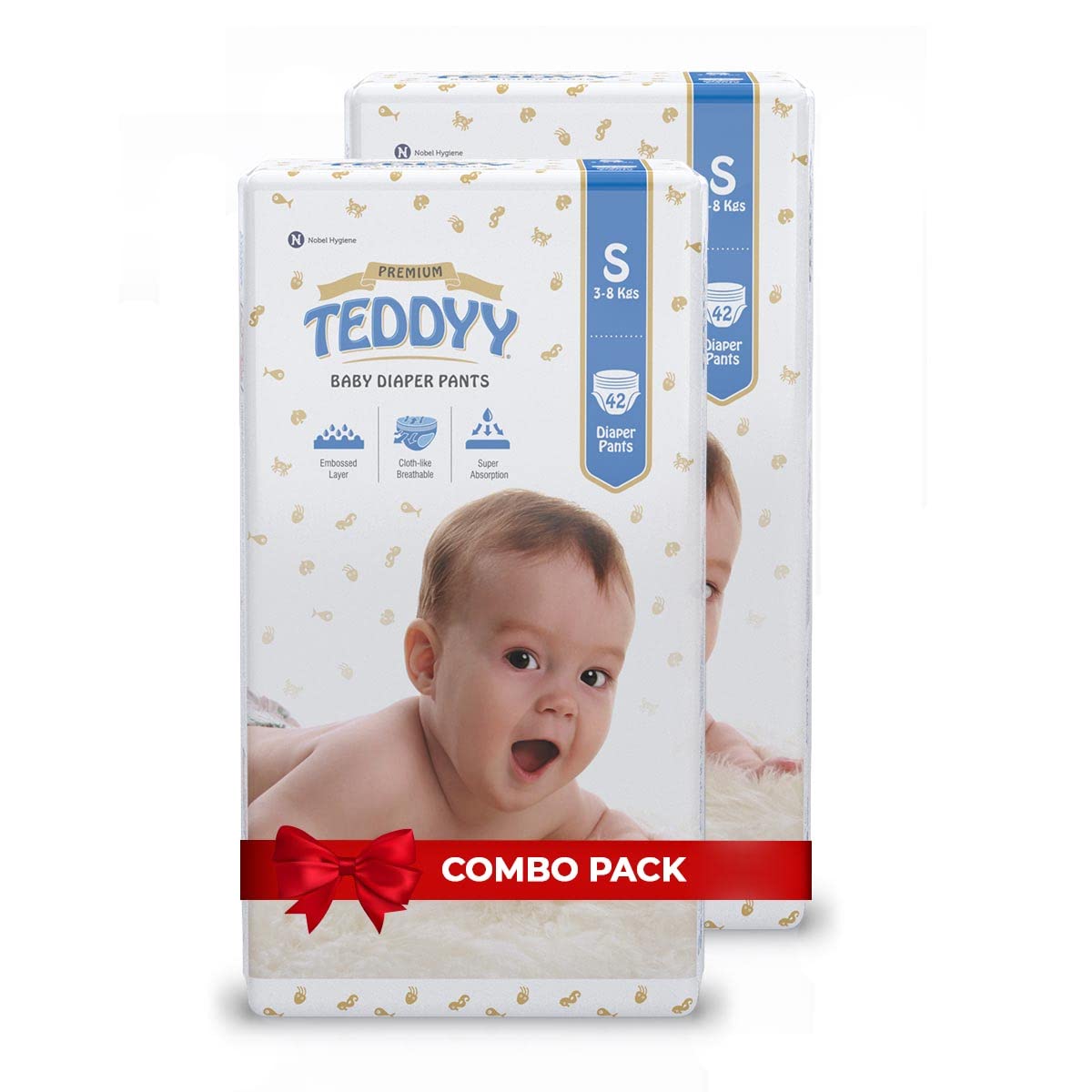 TEDDYY Baby Premium Small Diaper Pants 84 Count (Pack of 2), 4-8 kgs, Long Lasting Absorption, Anti - Bacterial-image-24