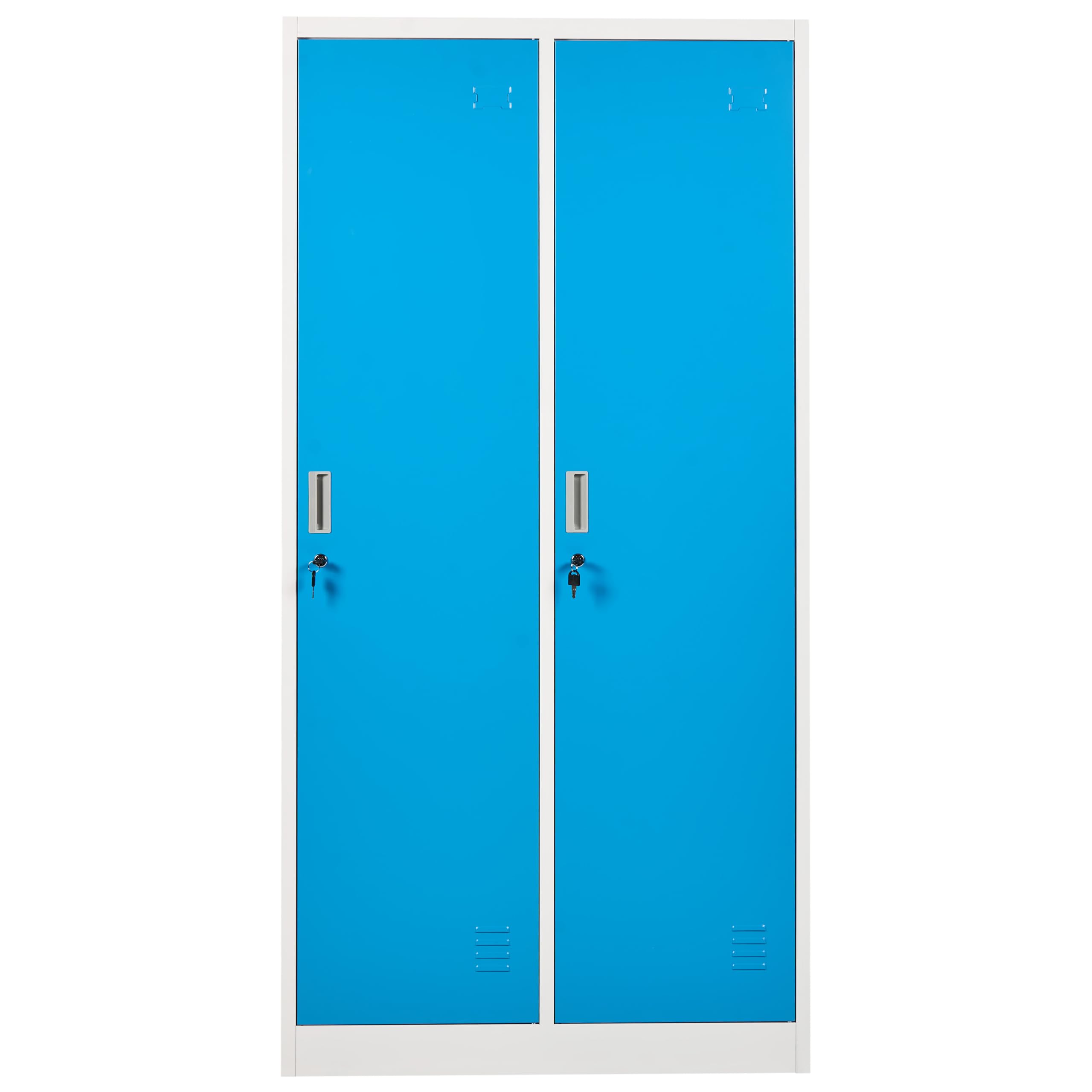 Doppelspind Umkleideschrank 2-türig Metall weiß / blau abschließbar Athlete