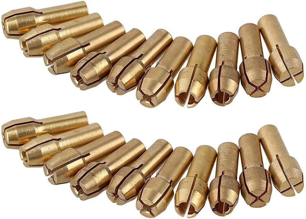 30 Pieces Brass Collet Chuck 4.8mm / 4.3mm Shank for Dremel Rotary Tools 0.5mm 0.8mm 1.0mm 1.2mm 1.5mm 1.8mm 2.0mm 2.4mm 3.0mm 3.2mm Drill Lock Nut (20pcs 4.3mm+4.8mm Shank)