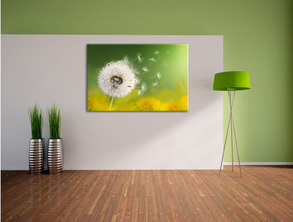 Pixxprint Löwenzahn Samen, Größe: 120x80cm, Leinwandbild, fertig gespannt, Wandbild, Dekoration, Kunstdruck, kein Poster