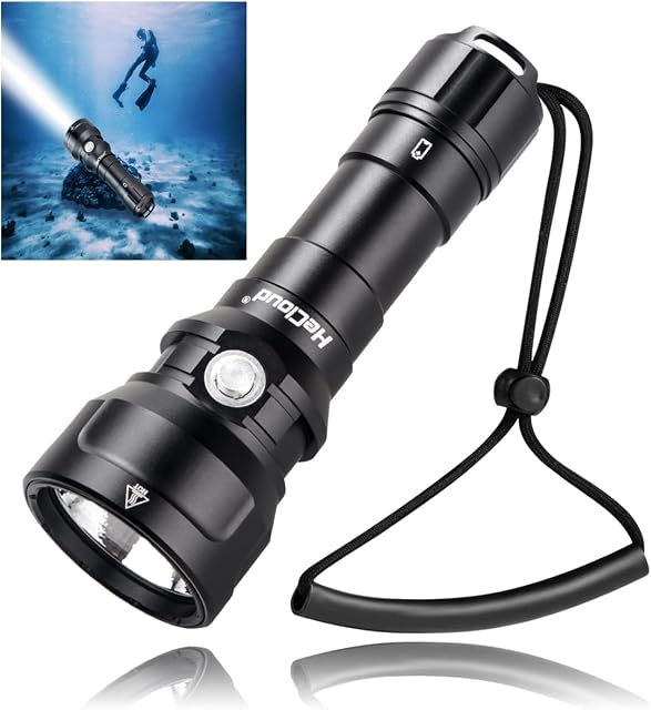 Scuba Diving Torch, 2000 Lumens Diving Flashlight IPX8 Waterproof 394 ft Underwater Diving Light with Charger for Underwater Deep Sea Diving, Caving, Snorkeling, Spearfishing