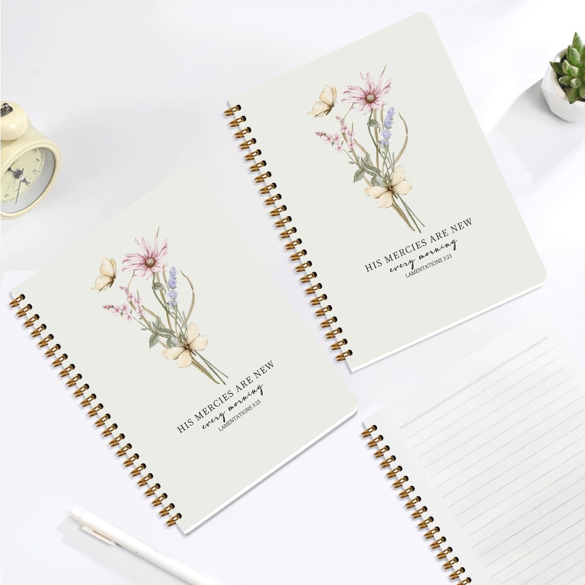 2 diarios cristianos de la Biblia, cuadernos florales en espiral para mujeres, para tomar notas, diario de viaje para escribir, cuaderno de versículo bíblico rayado, regalos cristianos para