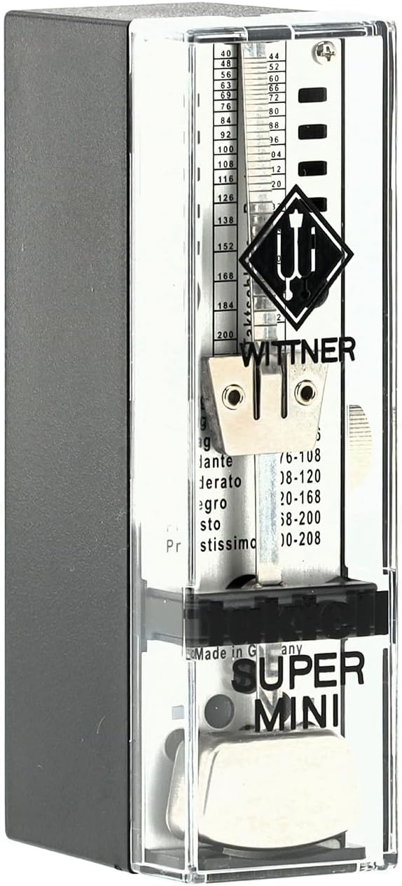 Wittner Metronome Taktell Super-Mini Series 880 - Plastic casing - Without bell - Black - Mechanical winding - No batteries required - Made in Germany