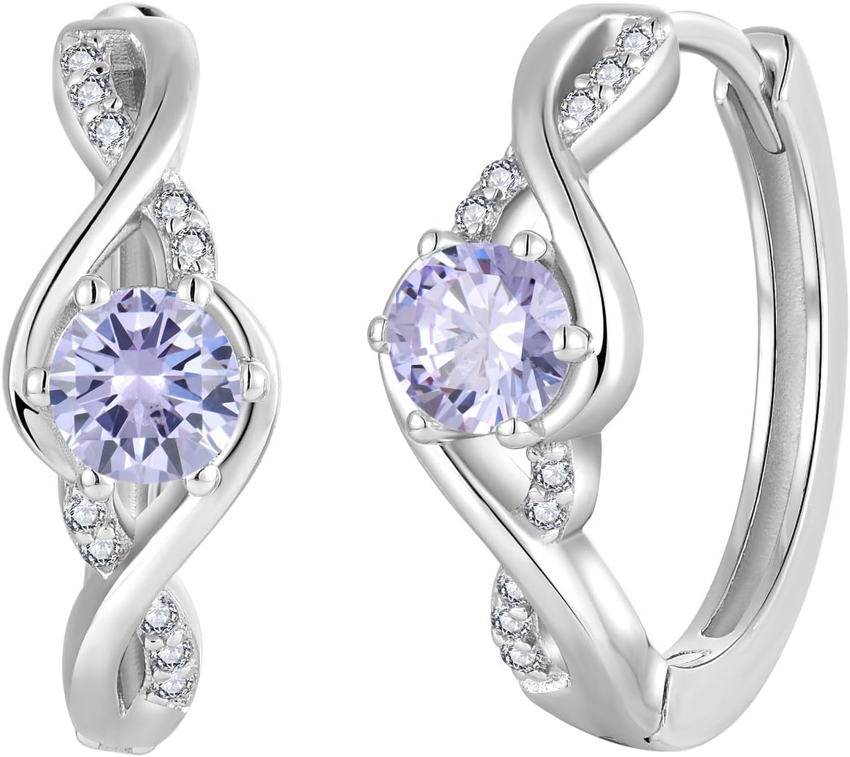 Sterling Silver Infinity Earrings for Women Birthstone Earring Huggie Hoop Earrings Jewelry for Her