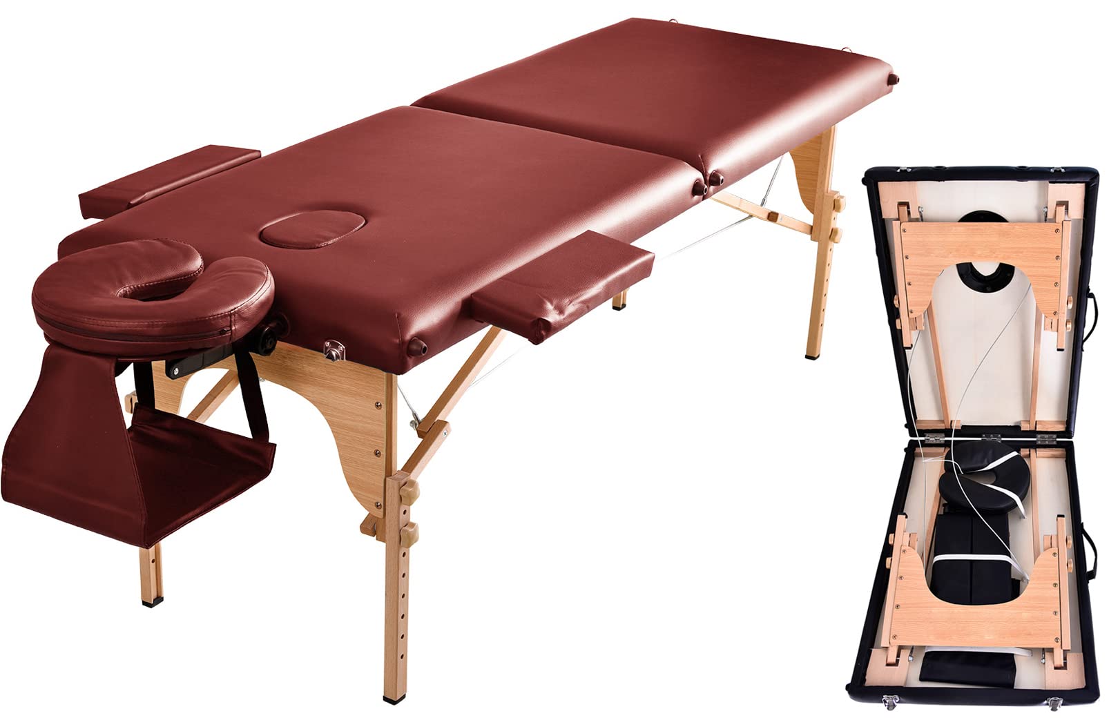 折りたたみ式マッサージベッド（木製　有孔） 軽量 折りたたみ マッサージベッド (木製)(有孔) チョコレート 軽量