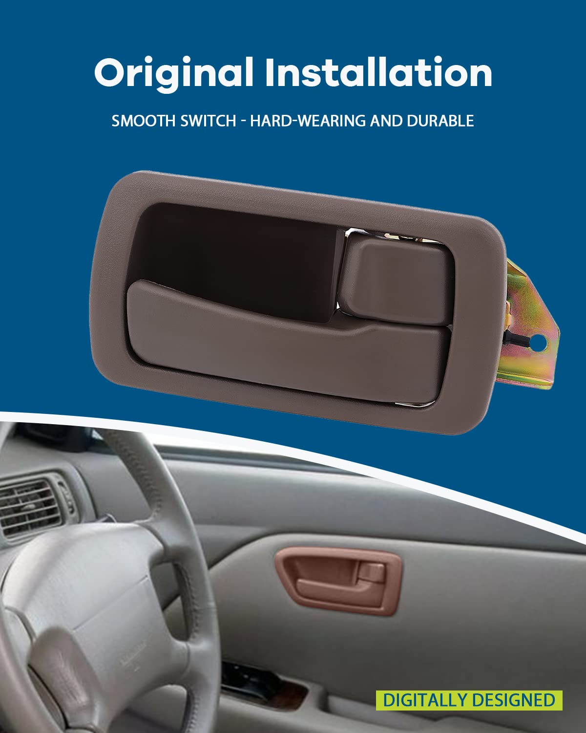 Brown Door Handle Trim Set For 1992-1996 Toyota Camry - Front Interior, 2-Piece Pair