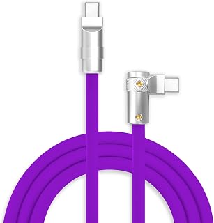 chubbycable FlexElbow 90 Degree 240W Fast Charging Cable Right Angle USB C Cable Silicone Charging Cord Compatible with iPhone 17-15 Series iPad, Purple, Type-C to Type-C, 6.6FT